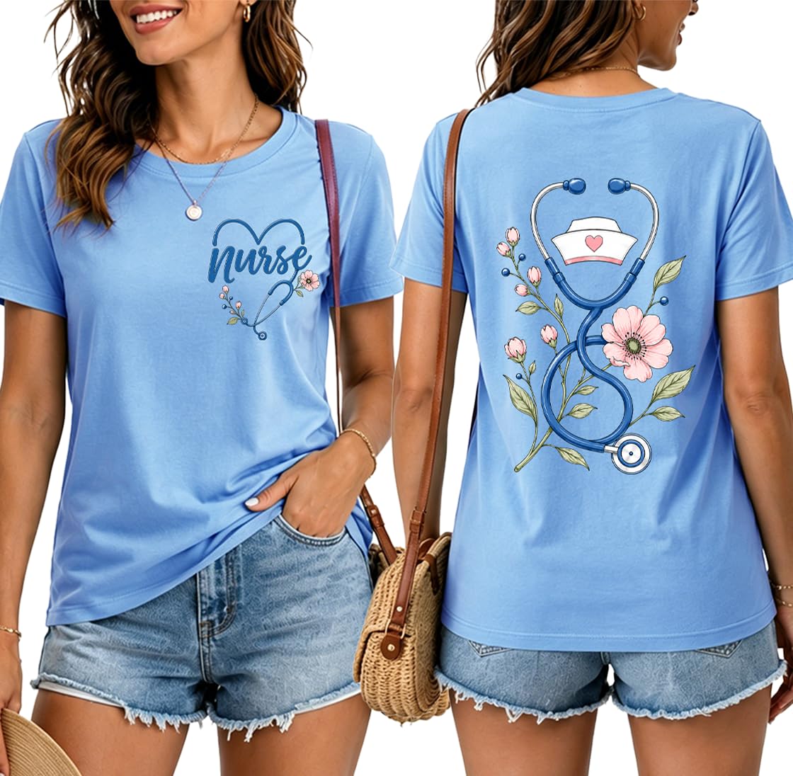 Nurse Shirts for Women Boho Floral Nurse Life T Shirt