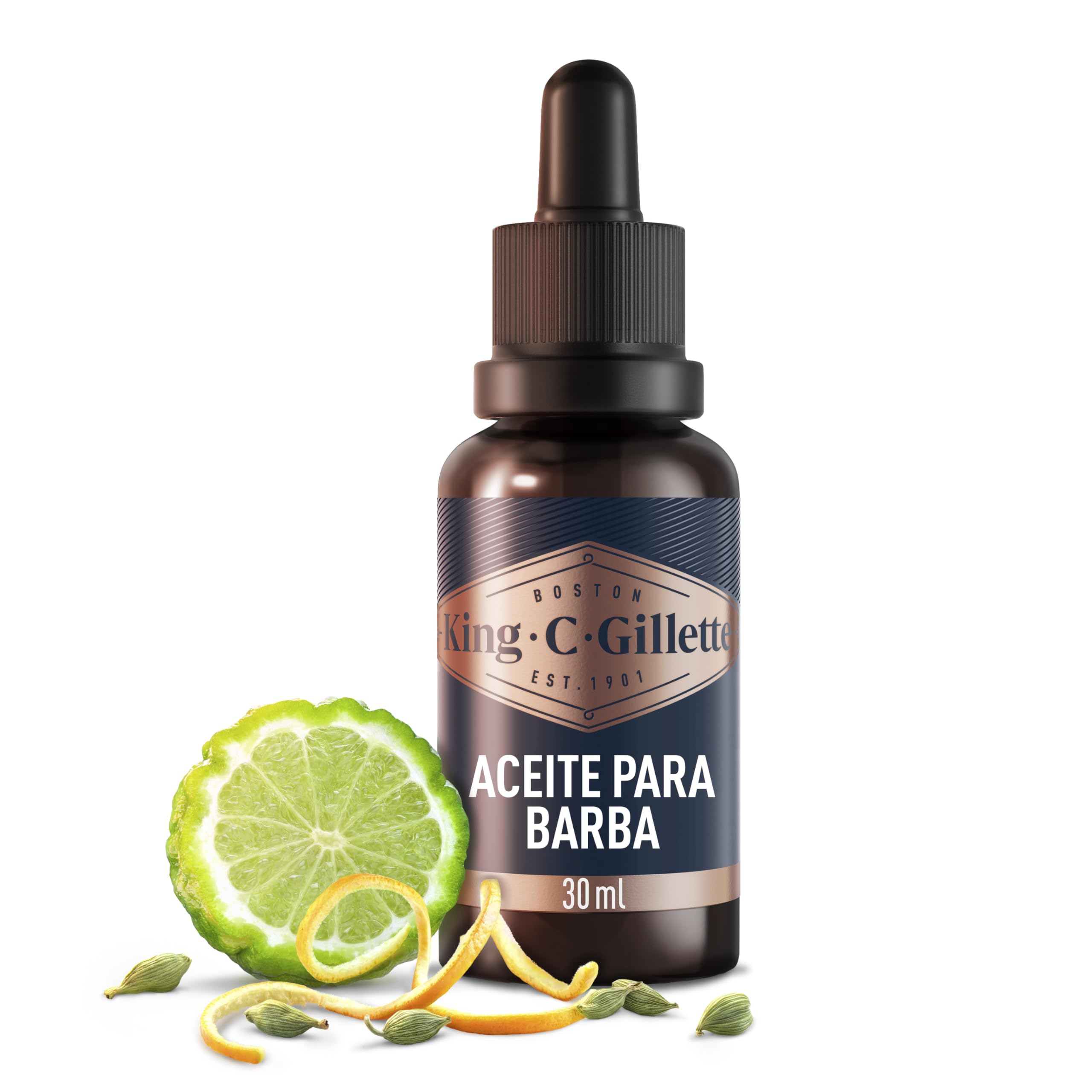 King C. Gillette Aceite Barba Hombre con Aceites de Origen Vegetal de Argán, Jojoba, Aguacate, Semillas de Macadamia y Almendra, 30 ml