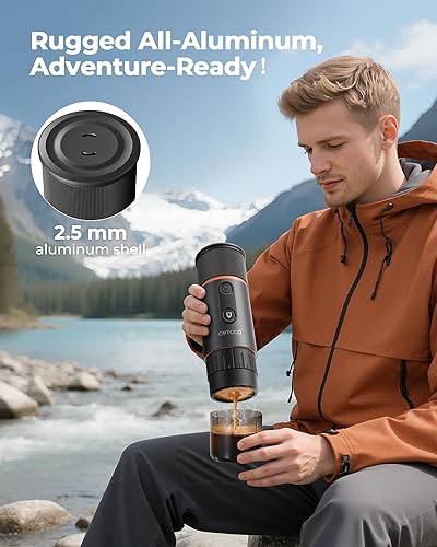 Miniatura 2 de Cafetera espresso portátil, cafetera de viaje para camping, 20 bares autocalentable recargable con USB-C, con cápsula NS para coche/viaje/camping