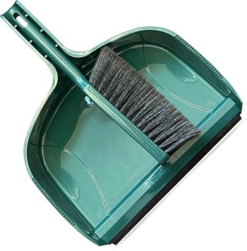 G4GADGET Heavy Duty Jumbo Dustpan and Brush Set   Large Broom and Dustpan Set with Stiff Bristles   Long Handle Clip-On Pan   Indoor Outdoor Sweeping Brush for Home, Office, Garden
