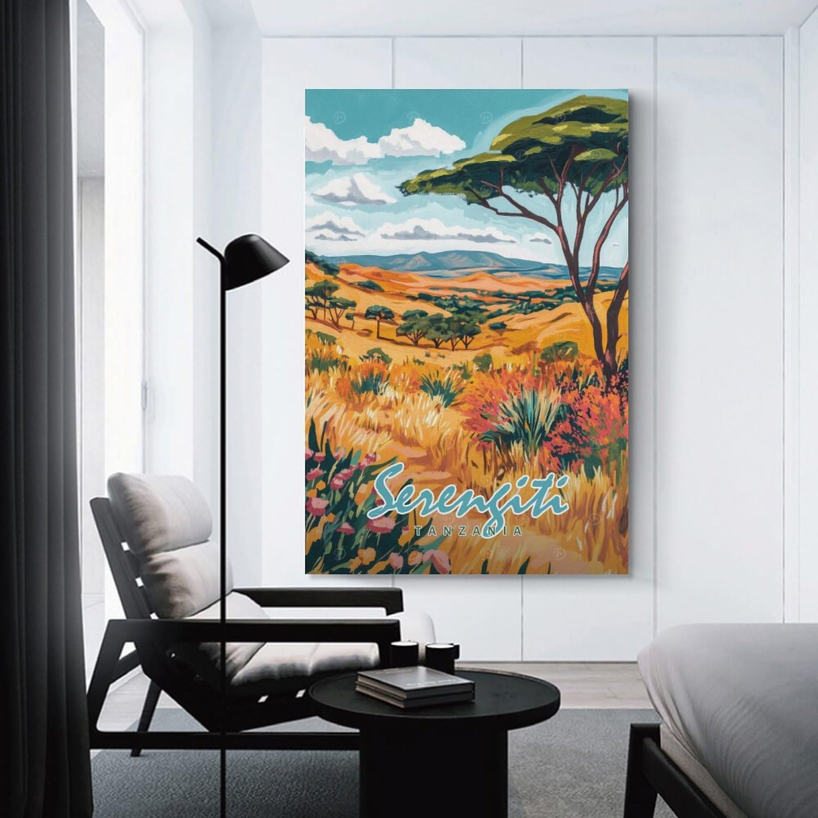Junmoney Serengeti Landscape Painting Wall Art Print 20x30inch(50x75cm), for Living Room, Bedroom Or Home Office, Thoughtful Wall Decor for Art Lovers