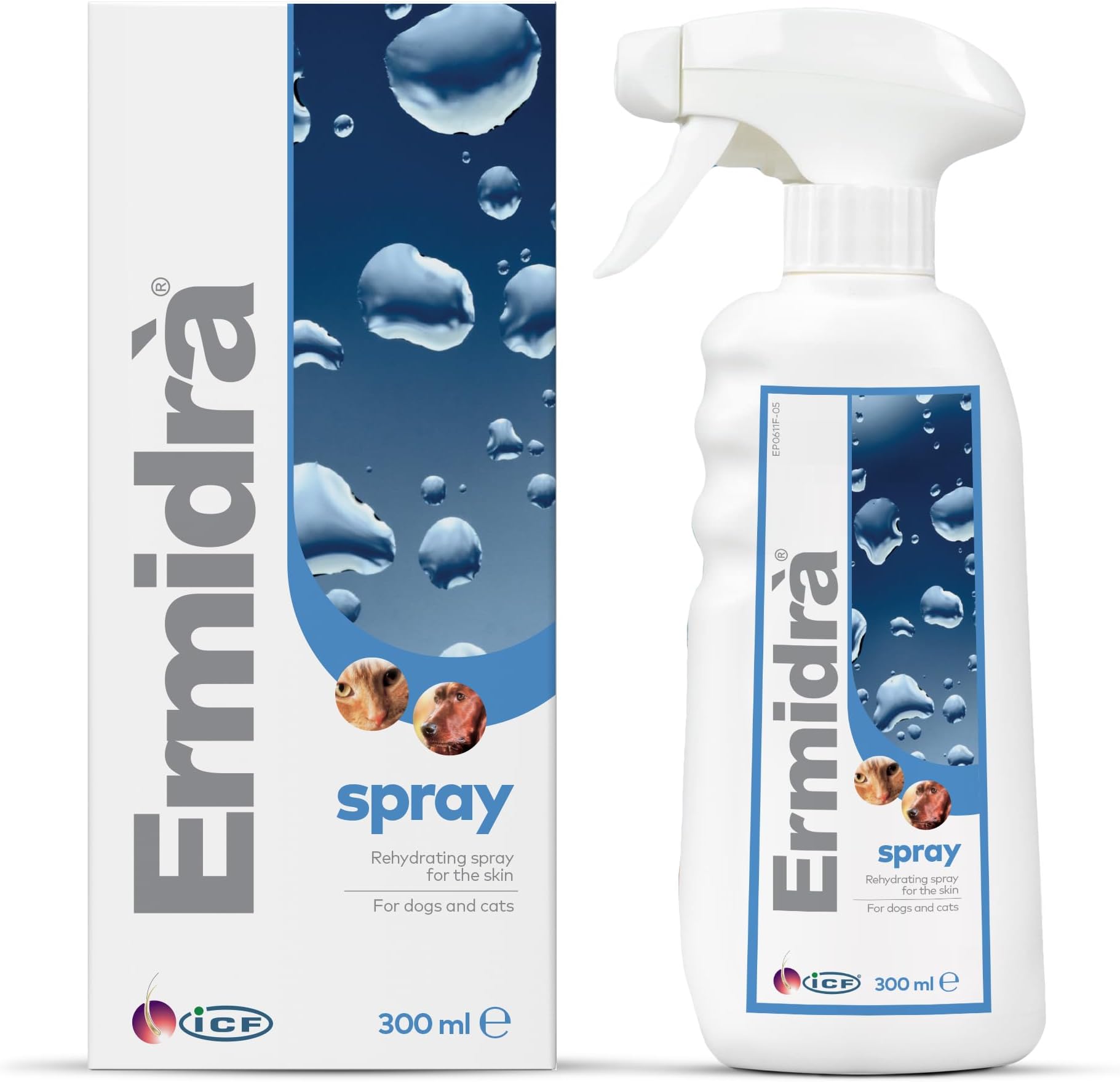 Ermidrà Spray Waterless Dry Shampoo Moisturising Wash for Dogs & Cats | Itchy Dry Smelly and Sensitive Skin | 300 ml