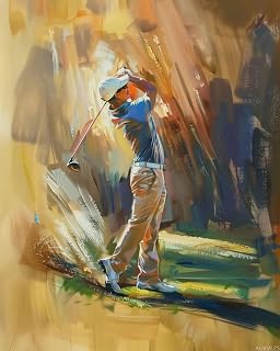 AUKVLZS Golf Art Sports Paint by Numbers Kit Paint by Numbers DIY Acrylic Drawing Paintworks Artwork Adults Beginners 16x20inch