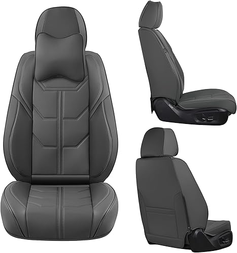 Miniatura 11 de Juego completo de fundas grises para asientos delanteros y traseros, fundas universales para asientos delanteros y traseros para automóviles
