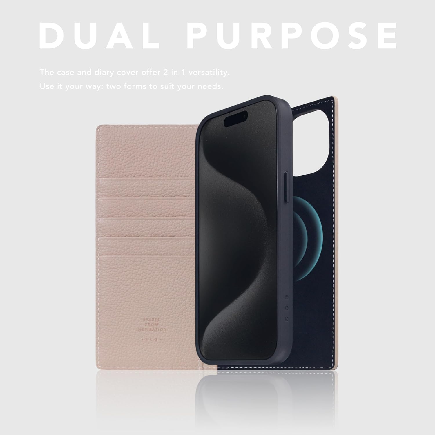 D8 Full Grain Leather Wallet Case for iPhone 15 Plus - [2-in-1] Handcrafted Detachable Diary Style with Magnetic MagSafe Back Cover, Gift Box Included (Light Cream)