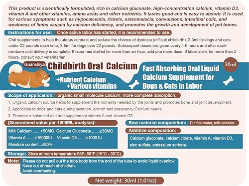 Miniatura 4 de Calcio oral para perros de rápida absorción de calcio líquido - Partido, lactancia y deficiencia de calcio que apoya el trabajo eficiente-30 cc