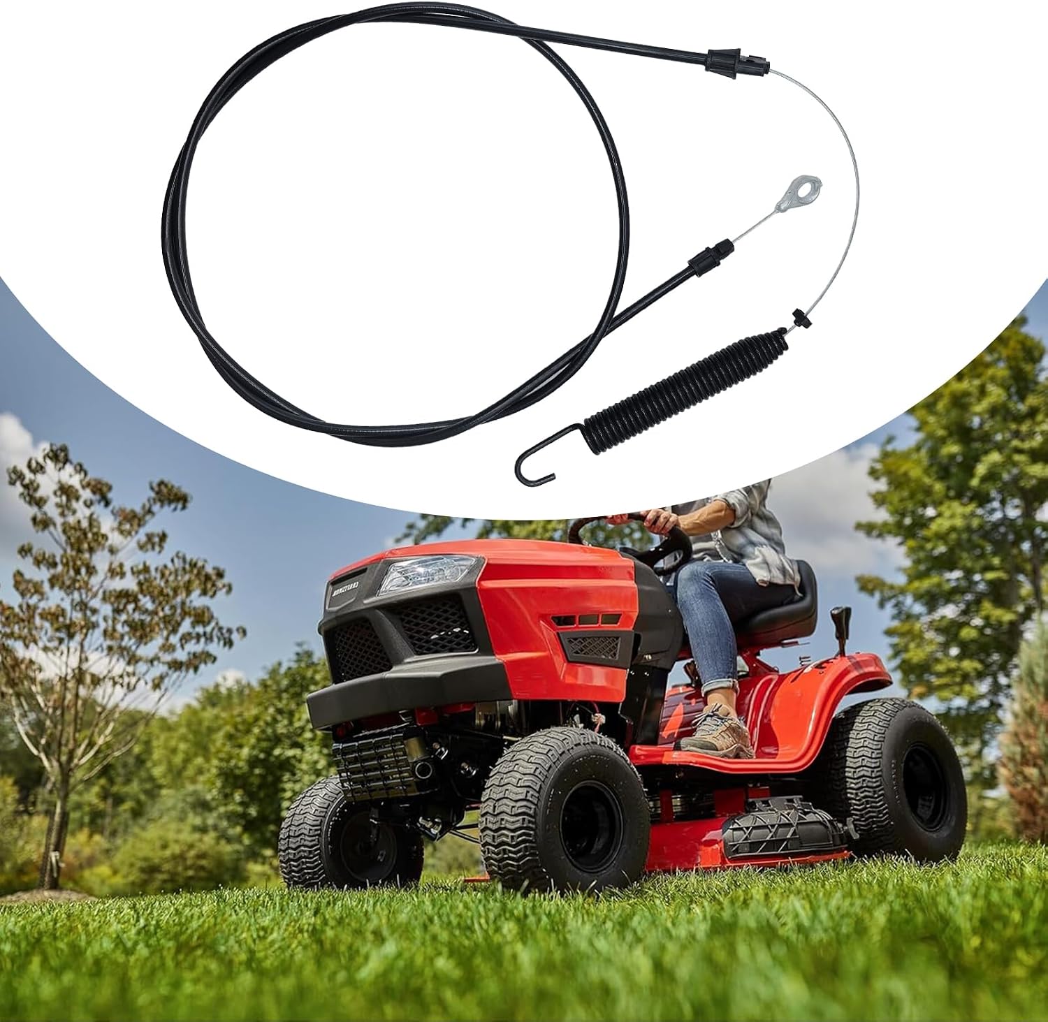 74.5" Clutch Cable for Husqvarna, Craftsman, Poulan, Ariens, Jonsered Riding Mowers – Direct OEM Replacement 584243501 – Durable Spring Return Blade Engagement Cable – 74 Inch Length, Easy Install