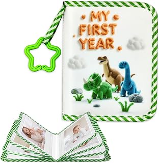 My Family And Baby Photo Album,My First Soft Photo Cloth Book For Baby Holds 17 4x6 Photos,First Book of Album Picture Book Gift for Newborn Toddler Kids Baby Shower-Dinosaur