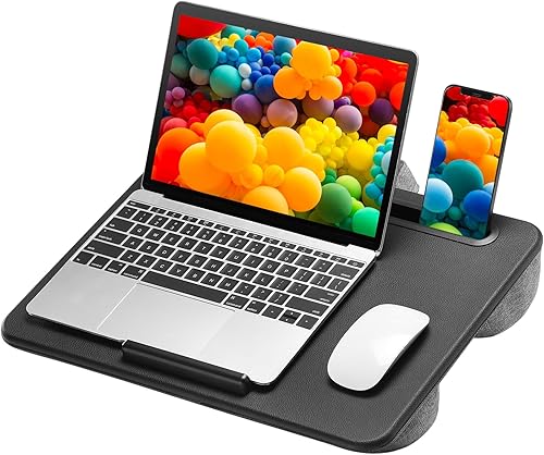 ErGear EGLD01B - Escritorio de regazo, escritorio para laptop de hasta 15.6 pulgadas, cómodo escritorio de regazo con cojín, escritorio para laptop