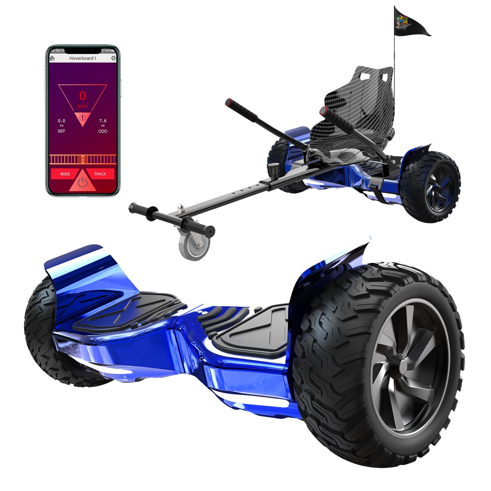 RCB Hoverboards SUV mit Sitz Hoverboards Off-Road, App-fähige Bluetooth, 8,5 '' Hummer + Hoverkart Go Kart für Self Balancing Scooters, Geschenk für Kinder
