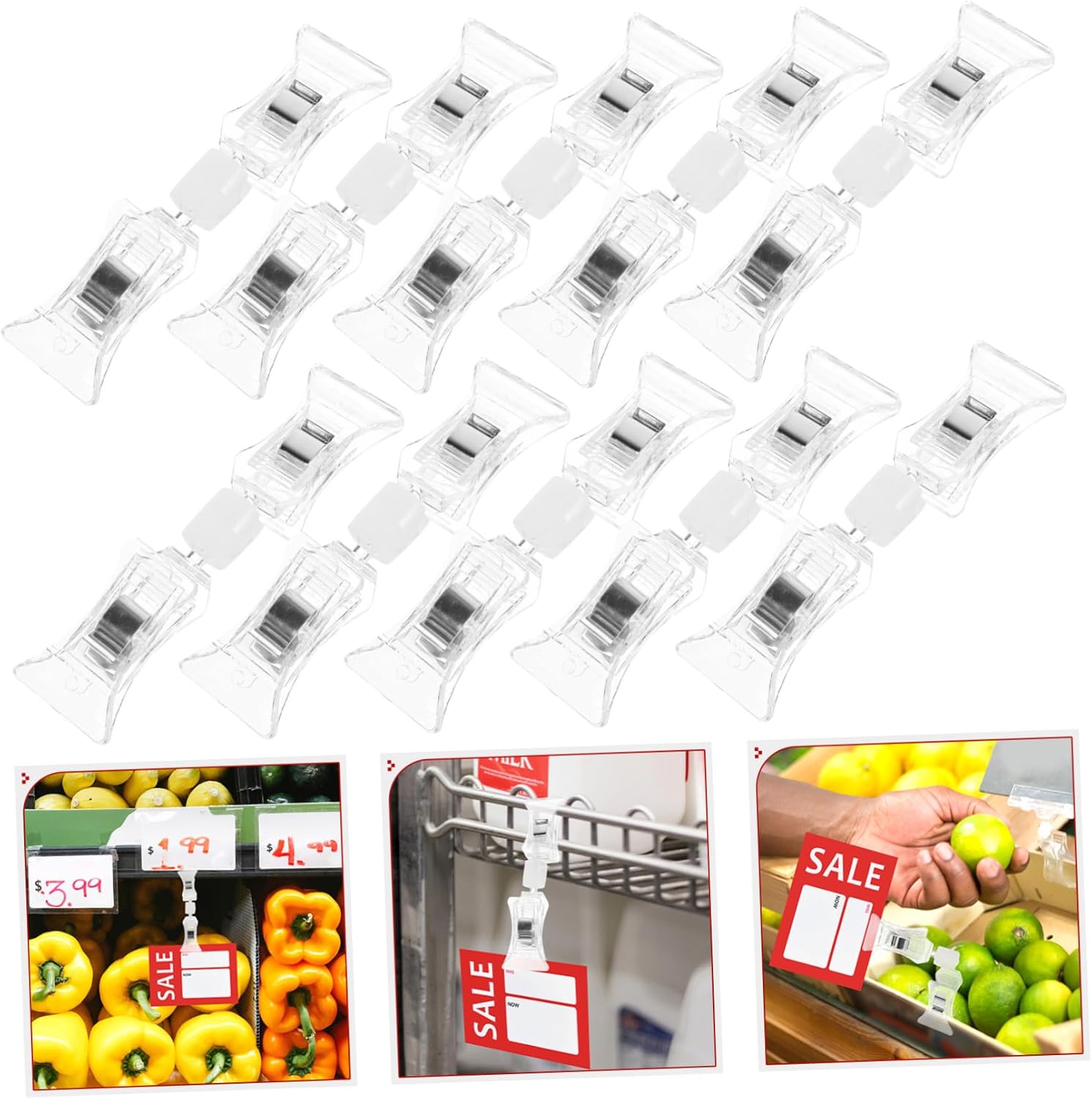 10Pcs Sign Clips Multi Function Price Tag Holders for Retail Store Supplies Display Clips for Supermarket Shelves Merchandise Tags