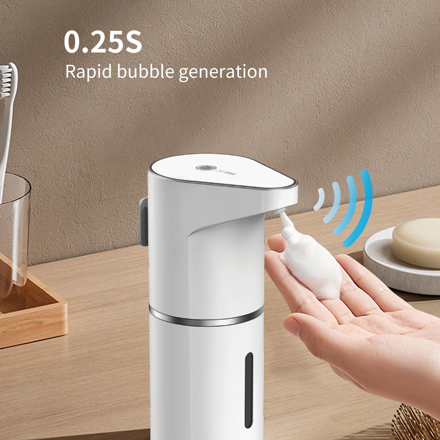 Automatic Sensor-Activated Foam soap Dispenser, 3-Level Adjustable Touchless Smart Hand & Dish Soap Dispenser, USB Rechargeable, 11.84oz/350mL Wall Mounted for Bathroom Kitchen, Restaurant