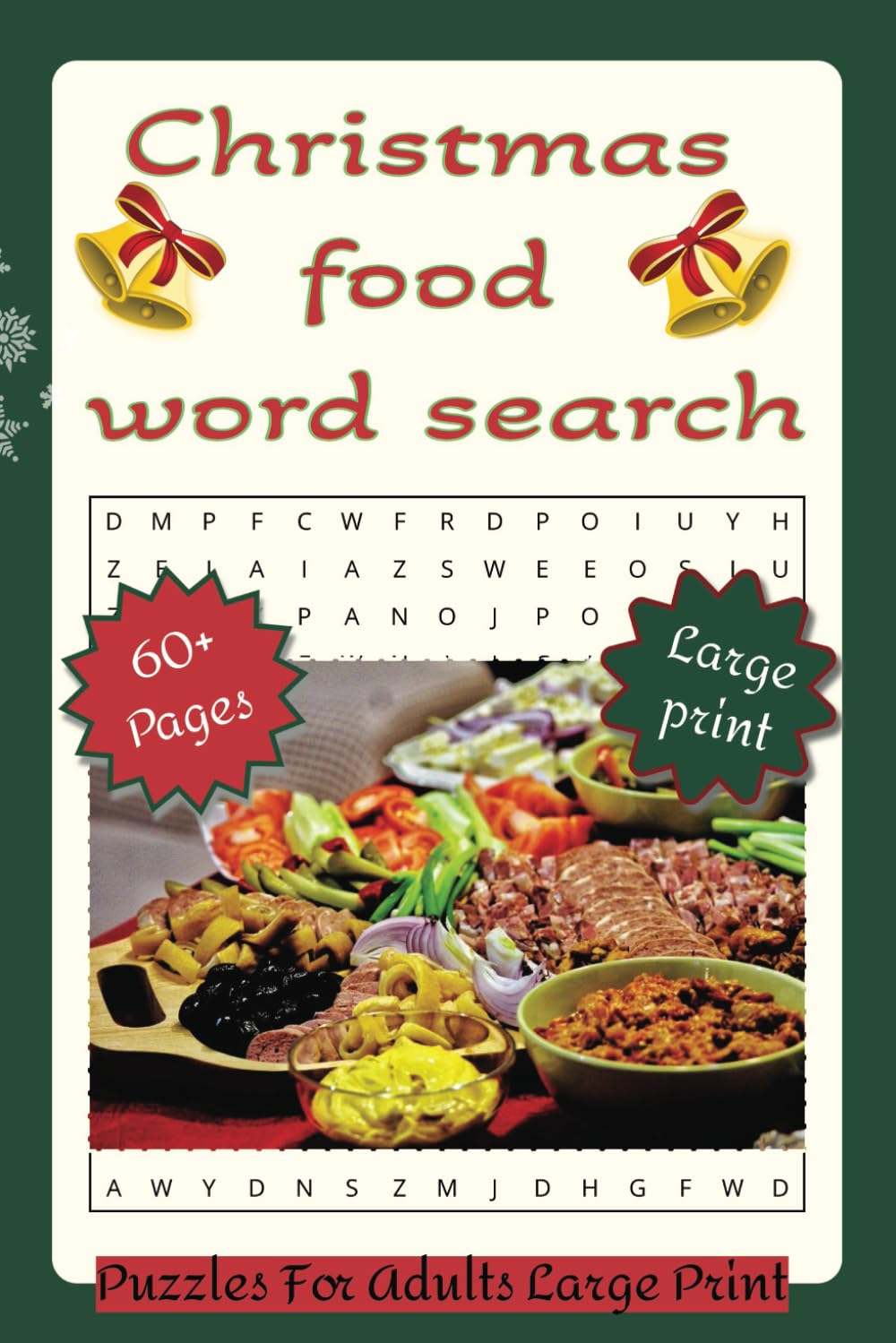Christmas Food Word Search Book for Adults Large Print: Word puzzle about recipes with Christmas theme. Food and ingredients word combinations.