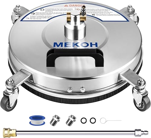 MEKOH Limpiador de Superficies de Lavadora a Presión de 14 Pulgadas 4500PSI, Accesorio de Lavadora Eléctrica con 4 Ruedas de Acero Inoxidable para