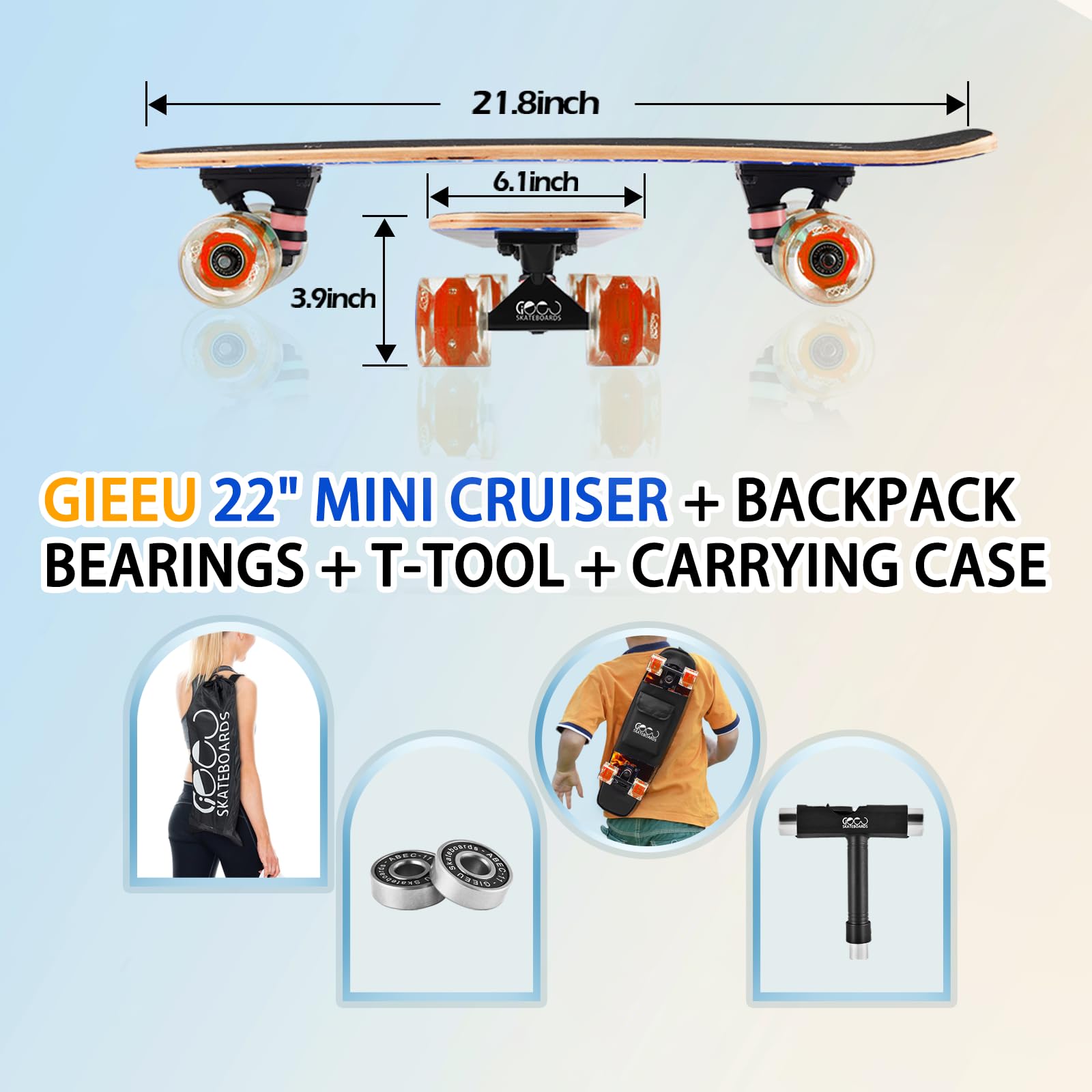 Skateboards avec Roues Clignotantes colorées pour débutants, Enfants, Adolescents, Adultes, Planche à roulettes Standard 9 Couches d'érable Canadien concave - 3