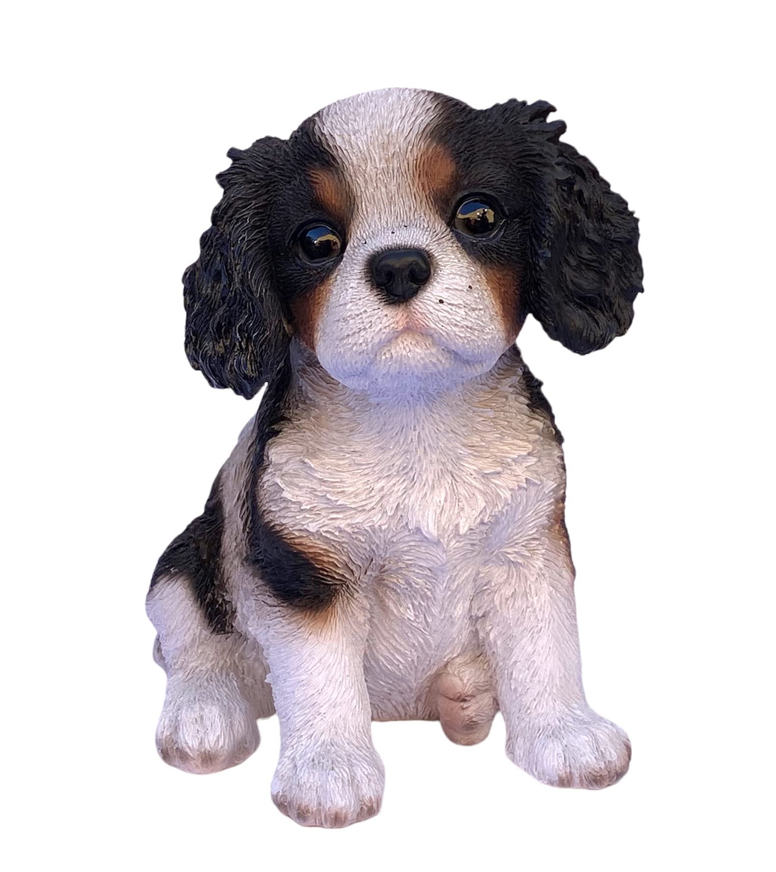 Amazon.com: Brown Black White Cavalier King Charles Spaniel Statue Puppy Dog  Realism Lifelike Real-Life Style Hand-Painted Figurine Home Garden Decor :  Home & Kitchen