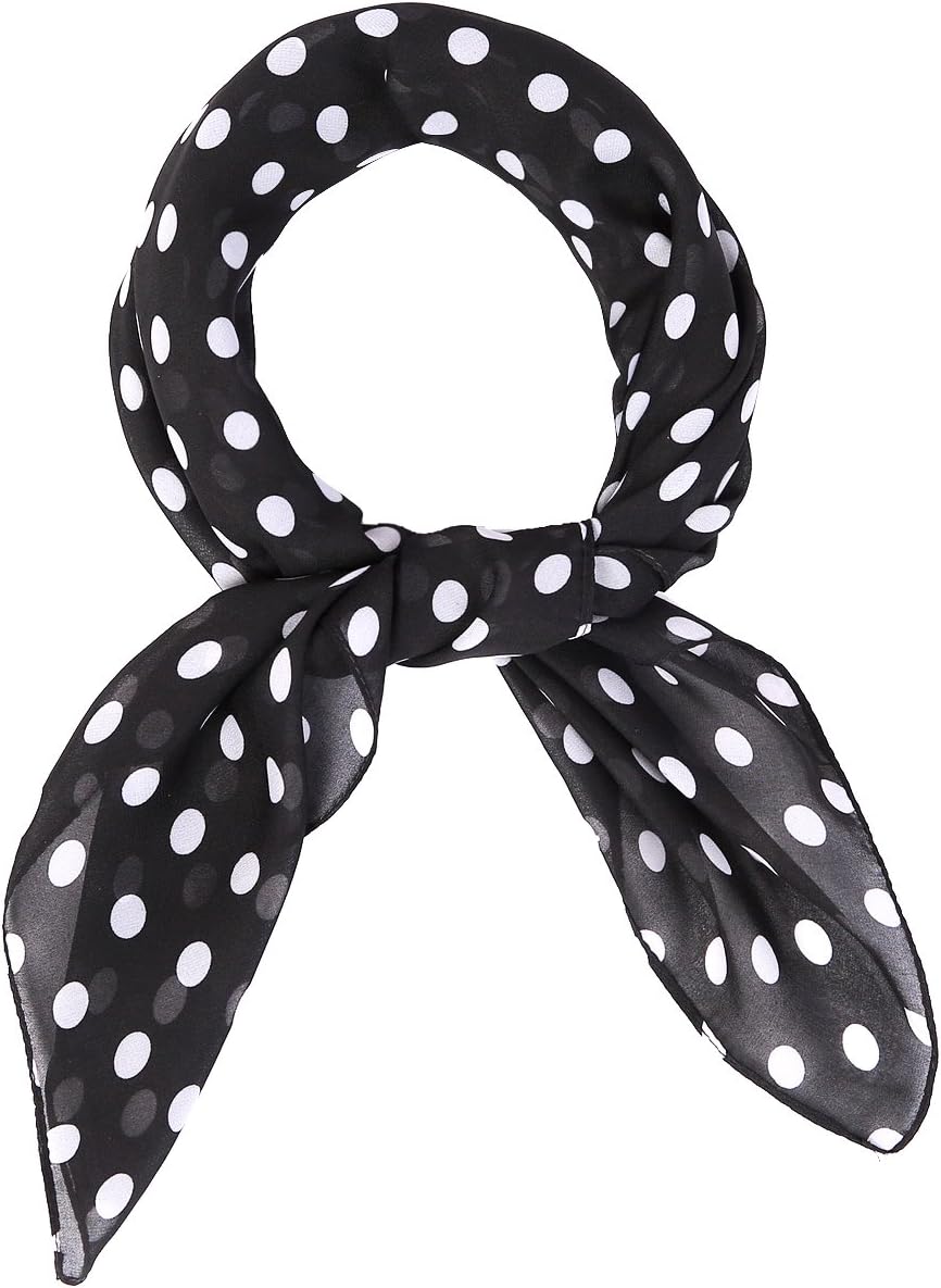 MissShorthair 50s Chiffon Scarf Sheer Square Neck Head Scarf for Women