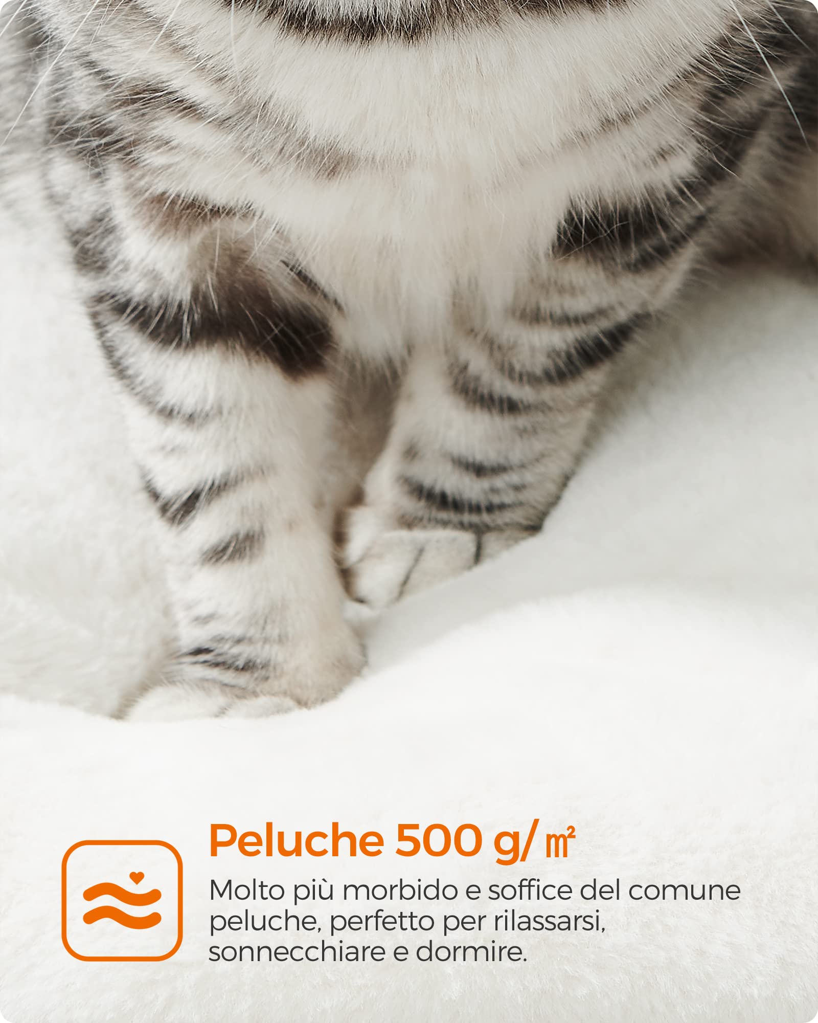 FEANDREA Albero per Gatti, Tiragraffi Moderno 138 cm, Condominio per Gatti a più Livelli con Tiragraffi, Casa sull'Albero con Amaca, Posatoi, Peluche Morbido, Cuscini Lavabili, Marrone Vintage