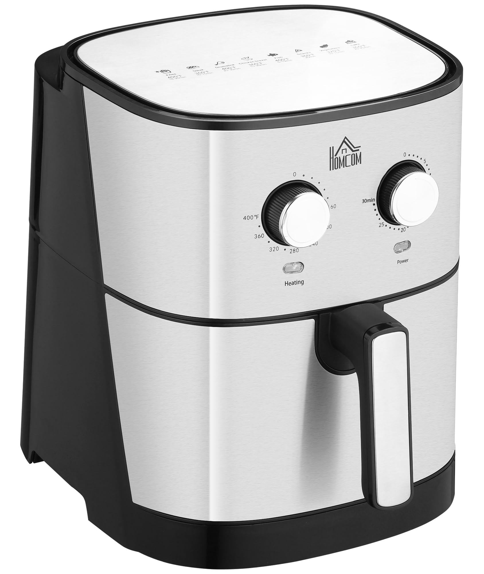 Steel Air Fryer with 6.9-Quart Capacity, Mini Air Fryer Oven with Non-Stick Pan, Timer, Bake, Dry, Heat, Grill, Dehydrate, 170°-400°F Precision Temperature Control, 360 Degree Hot Air Circulation.