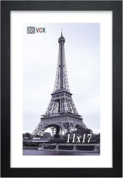 VCK 11x17 Picture Frame, Wood Black 11 x 17 Frame for Wall Mounting, Display Photo Poster Certificate, for Gallery Wall Home Office, 1 Pack