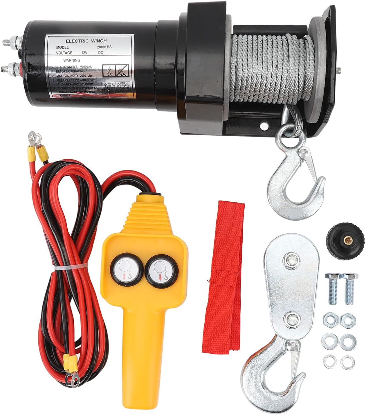 FLEXMAN 2000Lbs Electric Winch, DC12V Planetary Gear Utv Winch, Versatile Boat Trailer Winch with Remote Control, Towing Trailer Winch for Lifting, Towing, Fire, Off Road