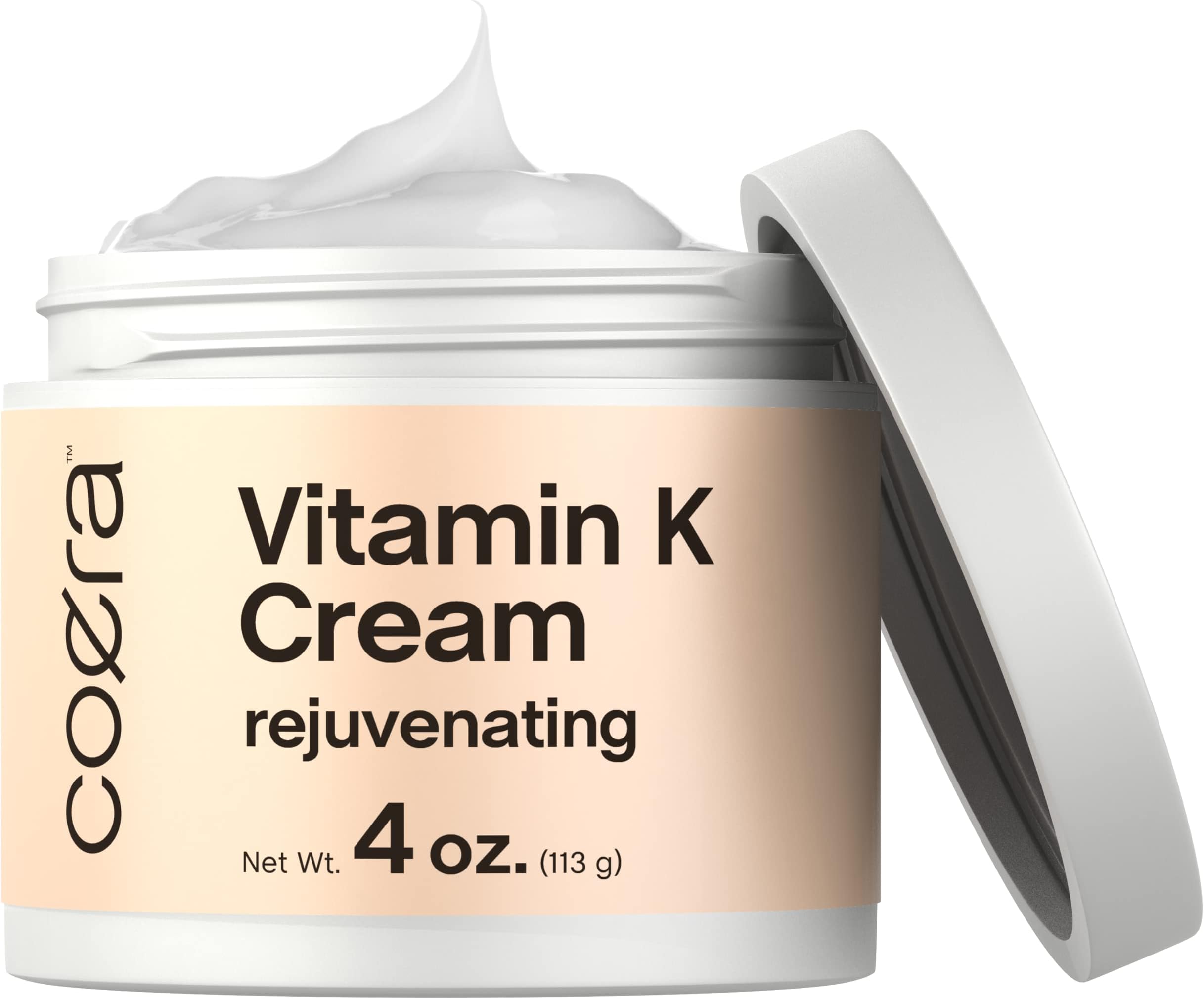 Coera Vitamin K Cream 4 oz | Formula for Bruises, Spider Veins, Dark Circles, Broken Capillaries, Eyes, and Face | Paraben and SLS Free