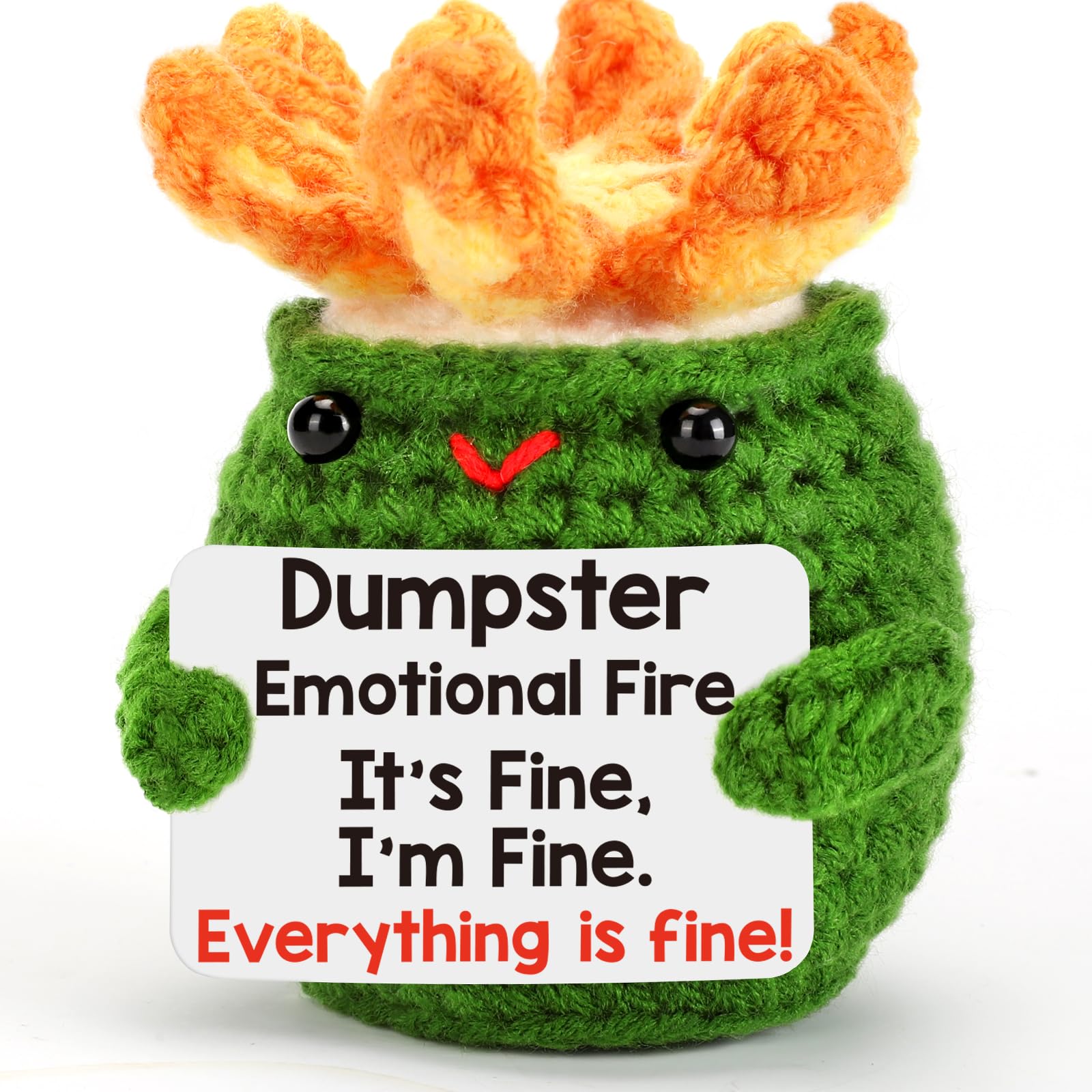 Dumpster Emotional Fire Support Positive Crochet Gifts Birthday Gift for Women Men Coworkers Colleague Stress Relief Knitted Therapy Gift Crochet Animal Cute Stuff Christmas Ornament Office Desk Decor