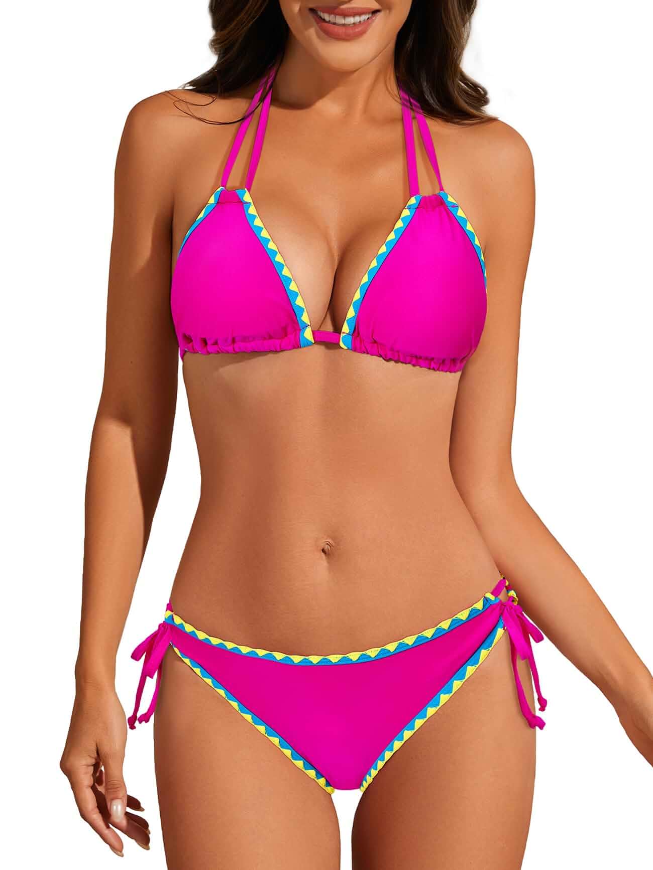 American Trends Women's String Triangle Bikini Two Piece Bikini Sets for Women Sexy Swimsuit Halter Top Bathing Suit