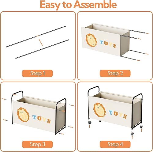 Miniatura 8 de GRANNY SAYS Caja de juguetes para niños y niñas, almacenamiento grande de juguetes con ruedas, organizador de almacenamiento de juguetes de metal