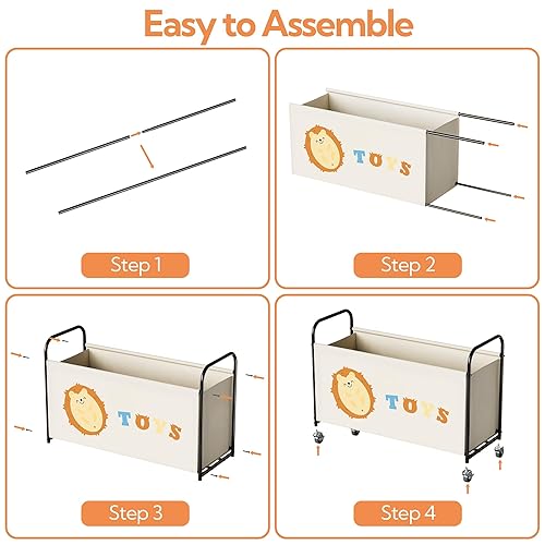 Miniatura 7 de GRANNY SAYS Caja de juguetes para niños y niñas, almacenamiento extra grande con ruedas, organizador de almacenamiento de juguetes de metal para