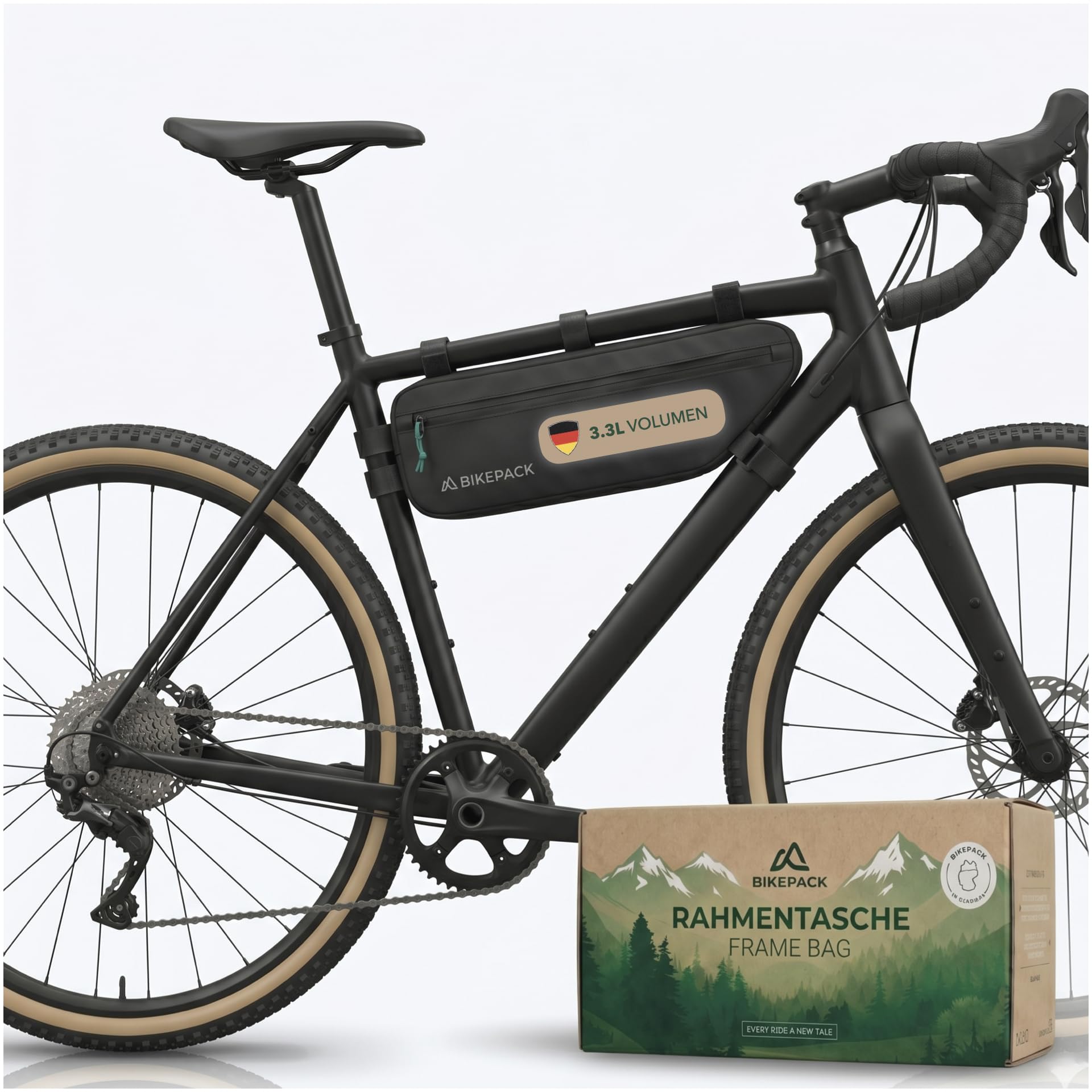 BIKEPACK Rahmentasche Fahrrad - Oberrohrtasche Bikepacking Rennrad Gravel
