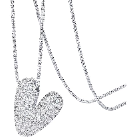 PAVOI 14K Gold Plated Cubic Zirconia Bubble Letter Initial Necklaces for Women | Gold Balloon Necklace Letter | Chunky Pendant Necklaces