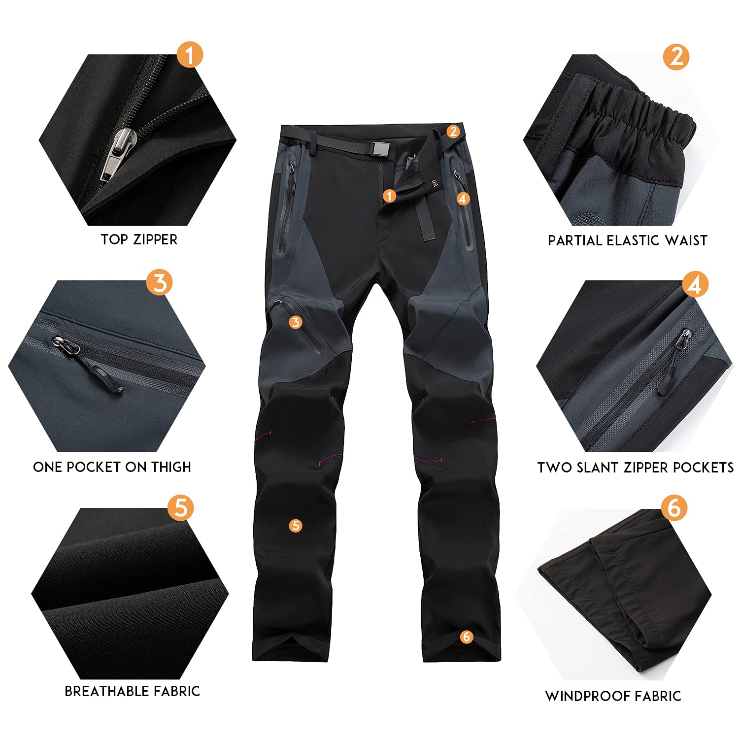 Pantalones para Caminar al Aire Libre para Hombre Pantalones de Senderismo Transpirables Ligeros a Prueba de Viento para Primavera Verano otoño