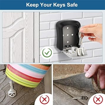 Key Safe Wall Mounted, 4 Digit Combination Key Lock Box Outdoor Indoor, Waterproof Combination Key Lock Box with Slide Cover for Home Outside Garage School Elderly Parents Spare House