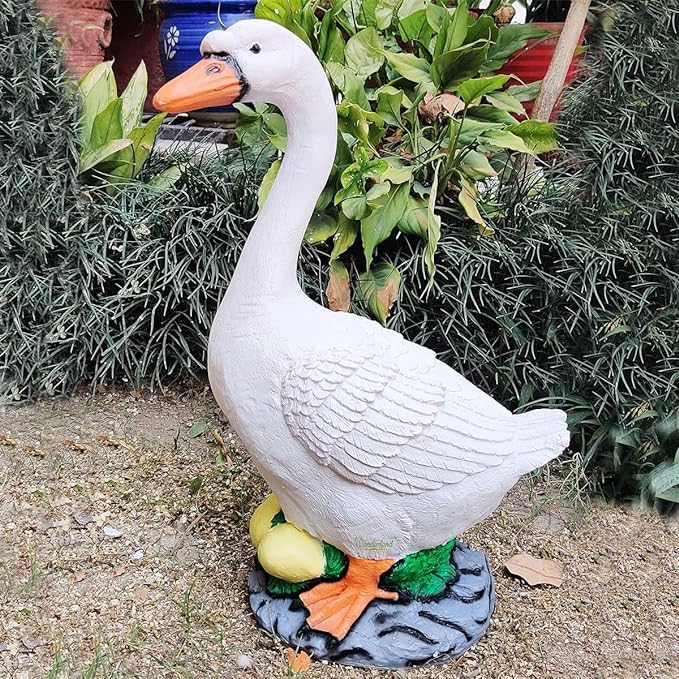 The Decorshed Pack of 2 Duck with Goose for & Garden Decoration Garden Statues White Duck for Garden Animal for Garden 1
