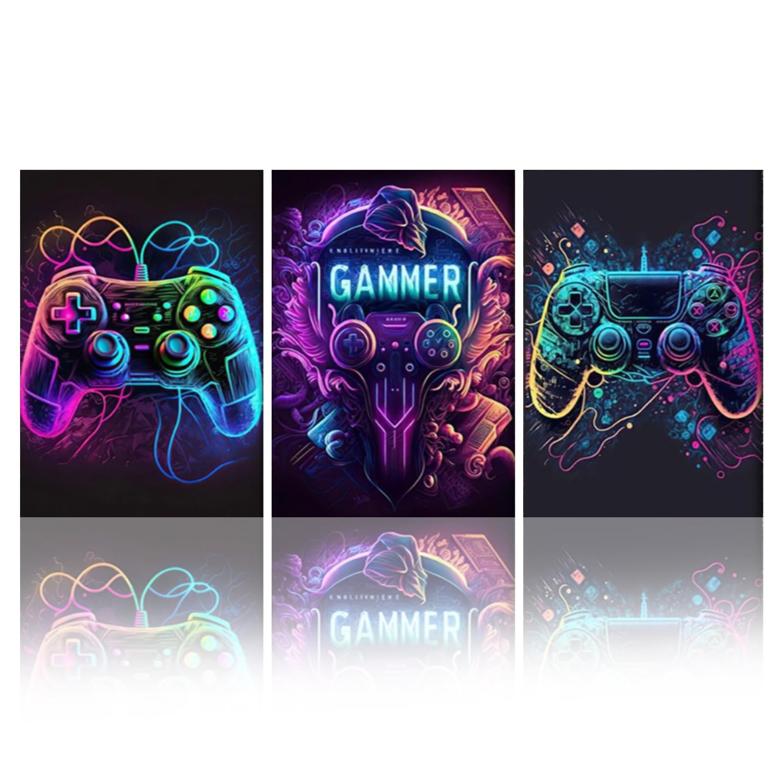 KiKiHong 3 Pcs Gaming Wall Art Gaming Wall Decor Gamer Posters for Boys Teen Game Room Bedroom Playroom Wall Decor (Unframed 30x40cm)