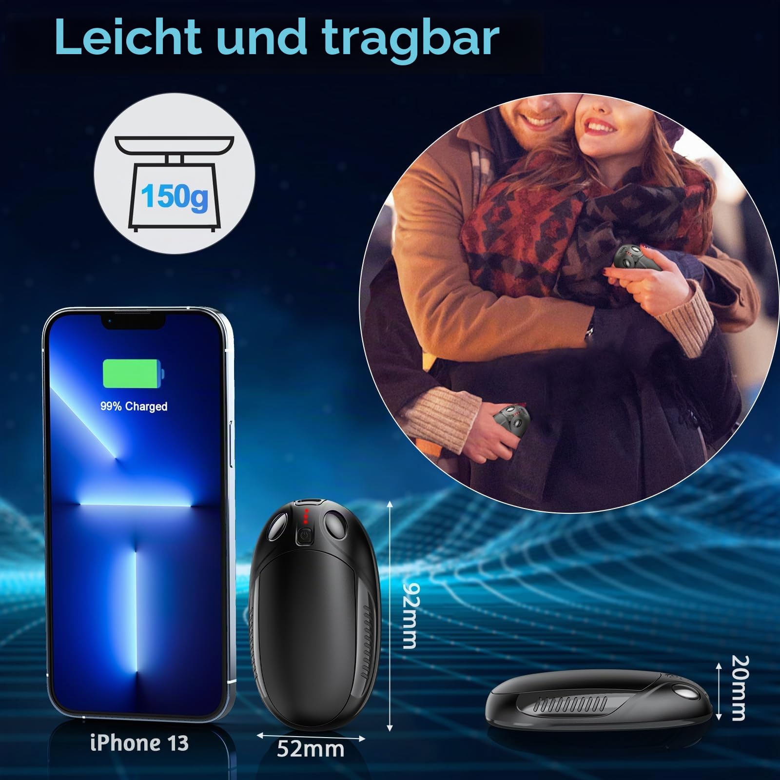 Handwärmer elektrisch,Split 2er-Pack Wiederaufladbar Handwärmer Tragbare Taschenwärmer, 4 Heizmodi Taschenwärmer Elektrisch, Ideal warmes Geschenk für Outdoor Sport, Golf, Camping