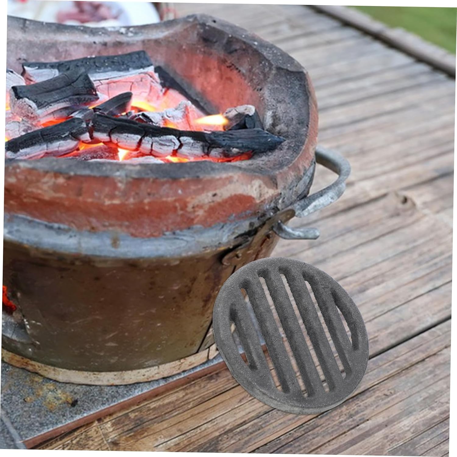 Fire Grate for Stove and Fire Pit, Iron Alloy Ash Blocker