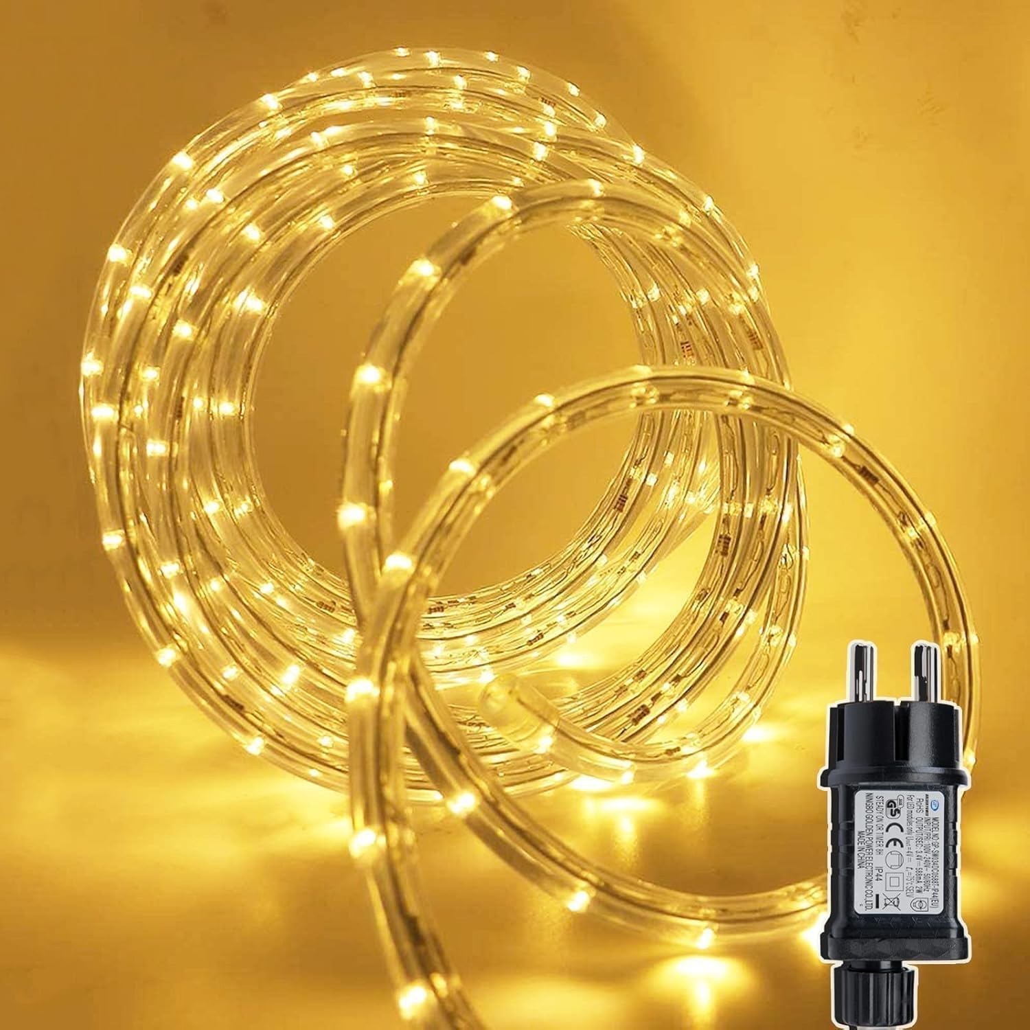 Gresonic 200LED 10M Lichterschlauch Aussen, Lichterkette mit Strom, Led Schlauch 8 Modi (Warmweiß, 200LED)