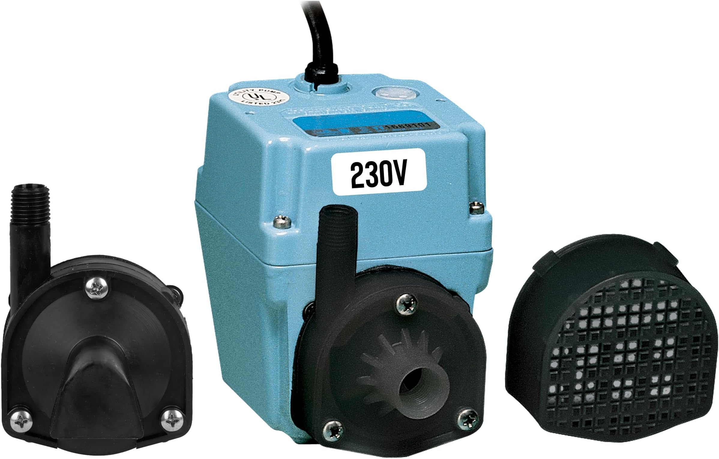 Little Giant 2E-38NY 230 Volt, 300 GPH, 1/40 HP, Manual In-line/Submersible Small Oil-filled Aluminum Pump with 12-ft. Cord (Plug-less), Blue, 502216