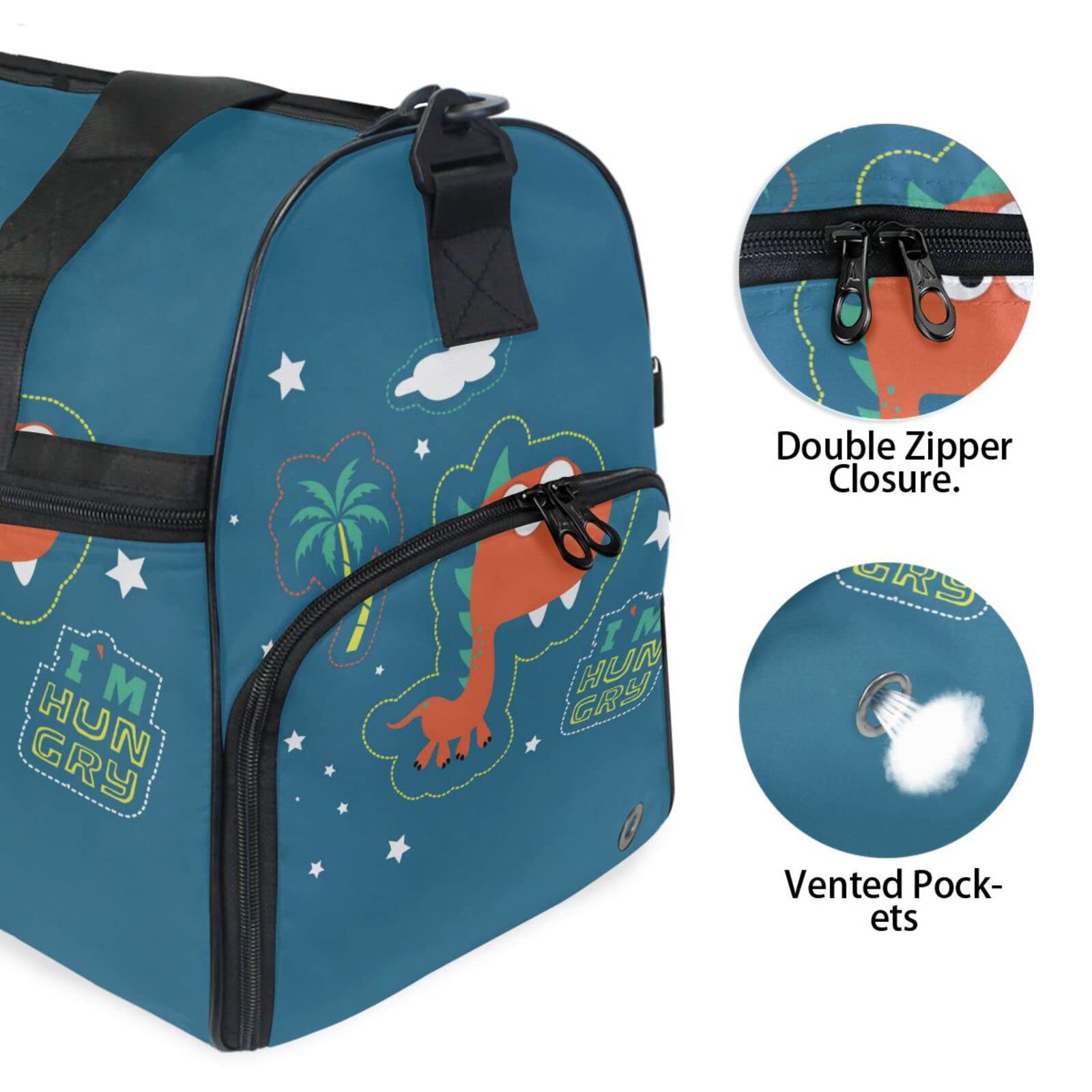Niedliche Sterne Der Dinosaurierkarikatur Sporttasche Badetasche mit Schuhfach Reisetaschen Handtasche für Reisen Frauen Mädchen Männer