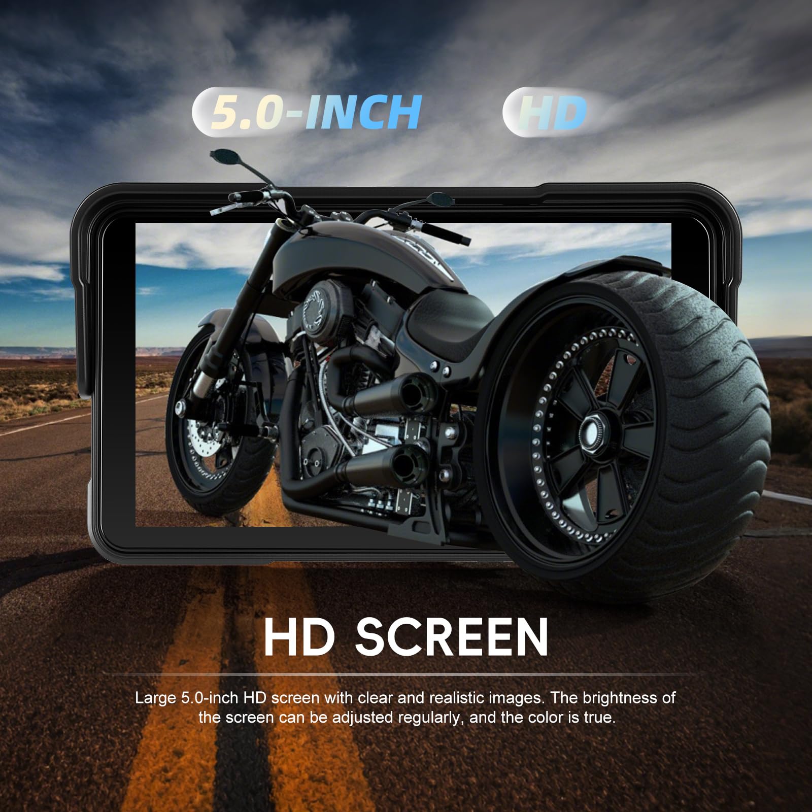 5 Zoll Motorrad Carplay Bildschirm mit Kabellos CarPlay und Android Auto, Touchscreen Bluetooth, Tragbarem Wasserdichtem, Navigation Schermo per Moto