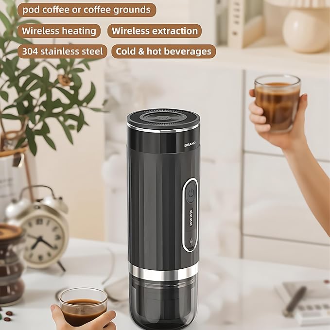 Cafetera Portátil Eléctrica de Espresso con Batería Recargable y 20 Bar miniatura 2