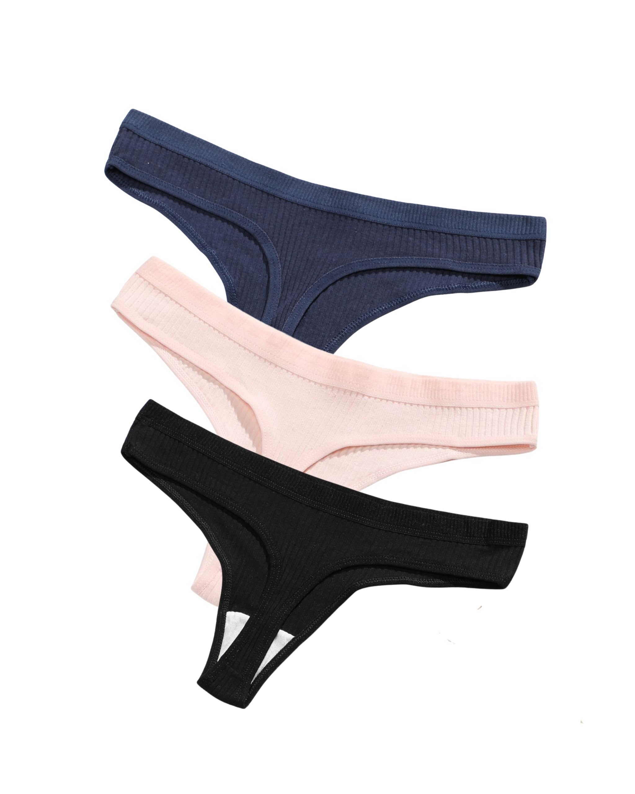 Seamless Cotton Thongs for Women Sexy Breathable No Show Thong Underwear Women, Pack of 3