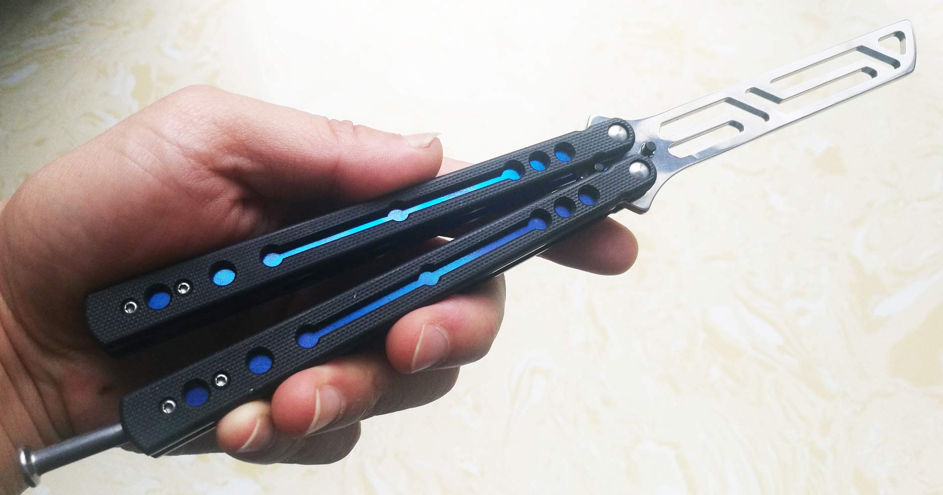 Couteau pliant en acier inoxydable avec poignée G10 et roulement à billes pour entraînement à lame émoussée