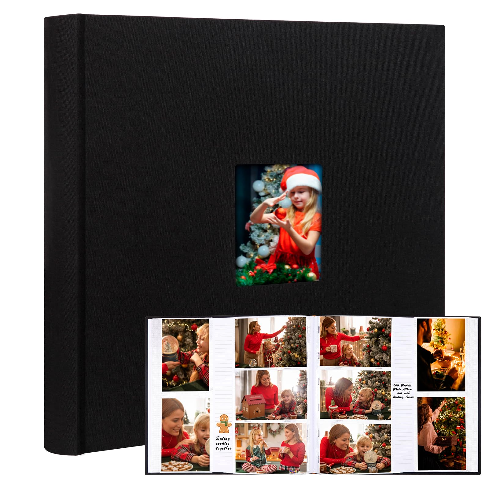 Álbum de fotos de 10 x 15 cm, 450 fotos con superficie de escritura, 10 x 15 cm, cubierta de lino con ventana frontal, 4 x 6, 450 fotos, 4 x 6, álbum de fotos, libro para bodas, niños, viajes, familia