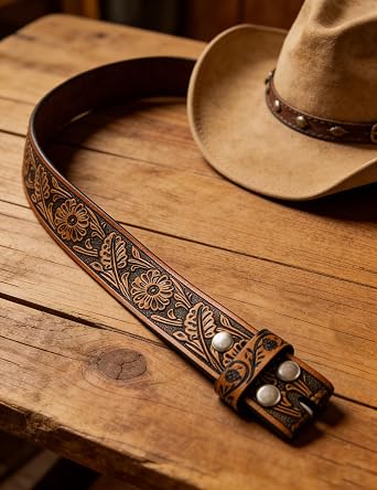 TOPACC 2 Pcs Western Belts for Men Women Without Buckle Cowgirl Cowboy 1.5 Leather Country Belt for Jeans Pants Dresses