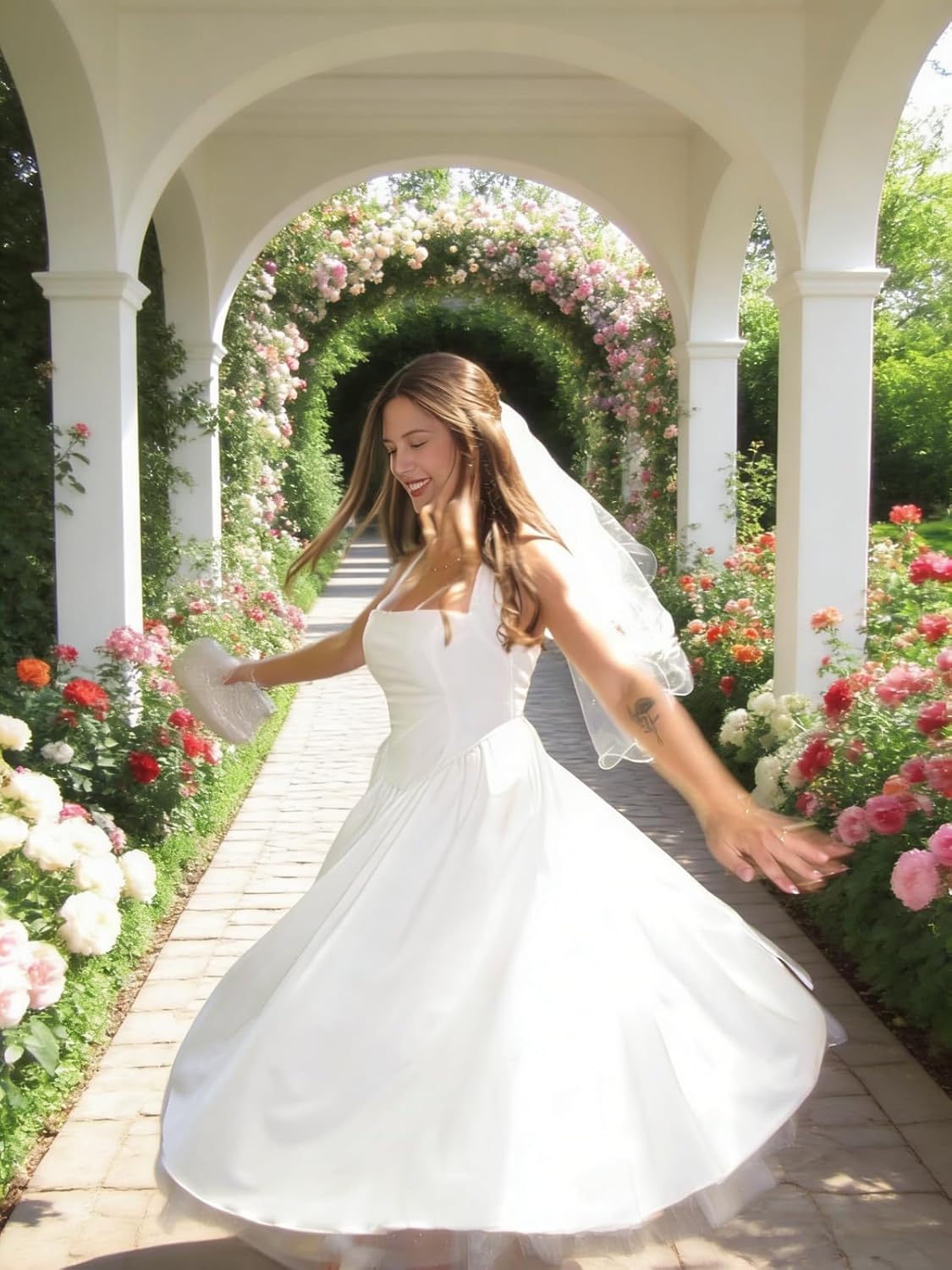 Satin Prom Dresses for Women Tea Length Pleated Evening Gown Layered Puffy Elegant Formal Party Gowns with Bow - Image 5