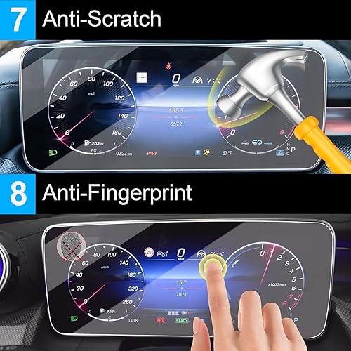 Miniatura 6 de TTCR-II Protector de pantalla compatible con Mercedes Benz Clase C Sedan 2022-2024, protector de panel de salpicadero Clase GLC 2023-2024, protector