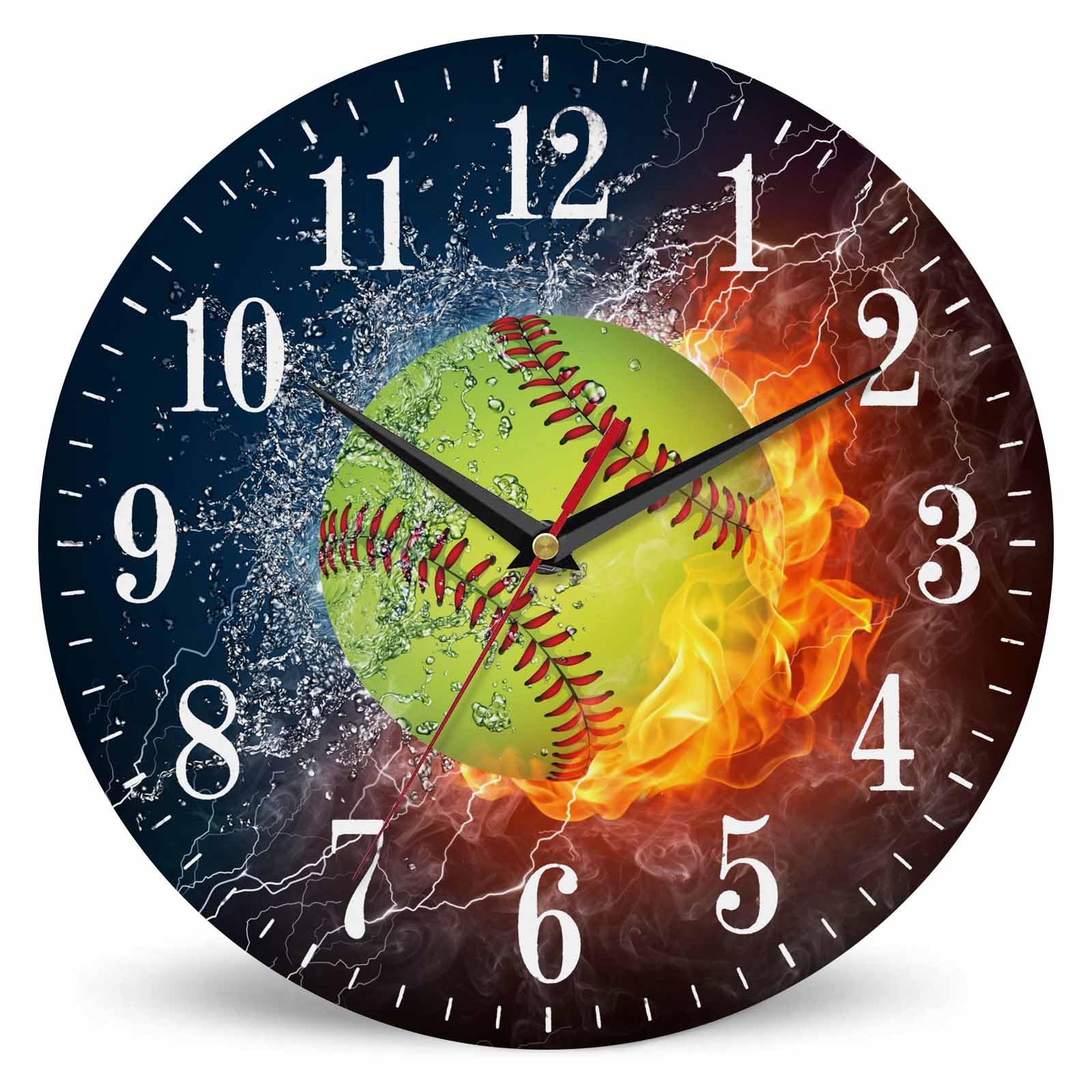 Horloge murale de baseball sans tic-tac pour chambre calme